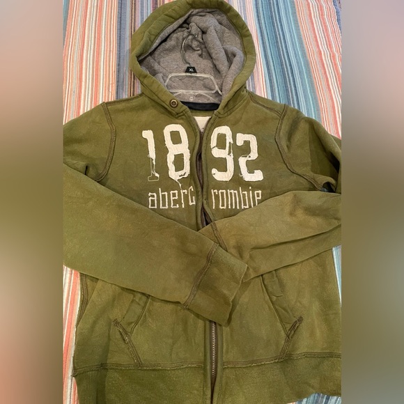 Old school Abercrombie & Fitch Zip Up Hoodie (Olive Green) - Picture 9 of 9